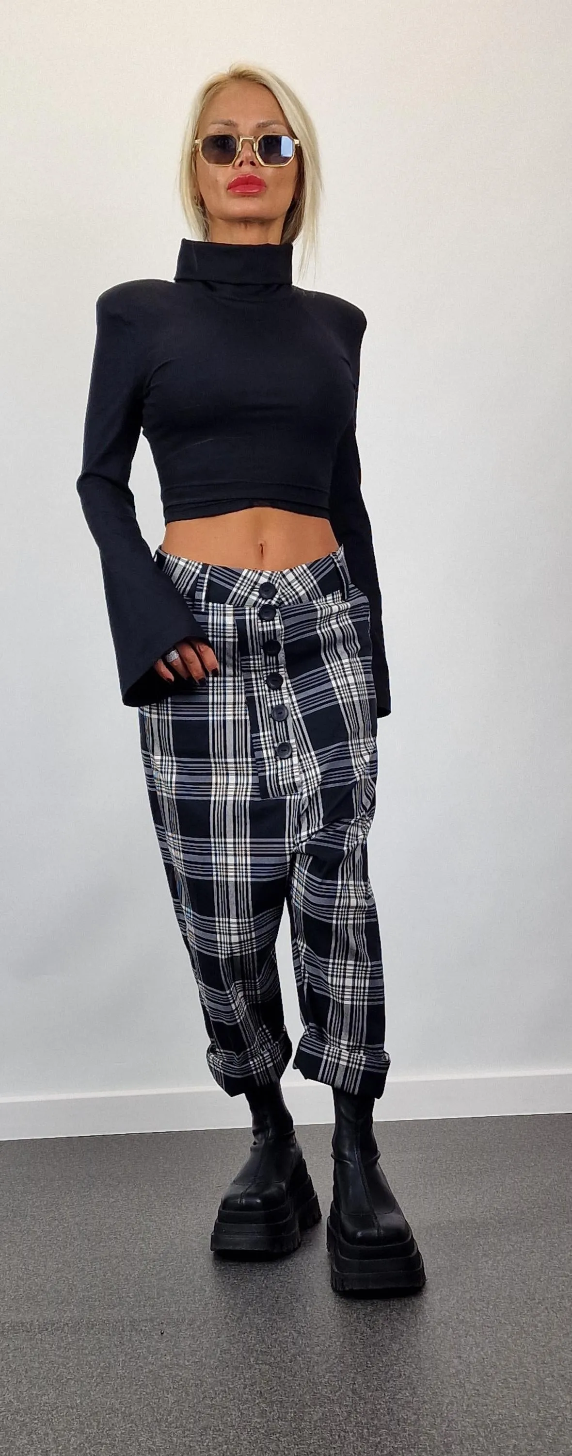 Plaid Pants, Baggy Pants, Harem Pants, Drop Crotch Pants, Gipsy Pants, Avant-garde Pants, Maxi Pants, Extravagant Pants