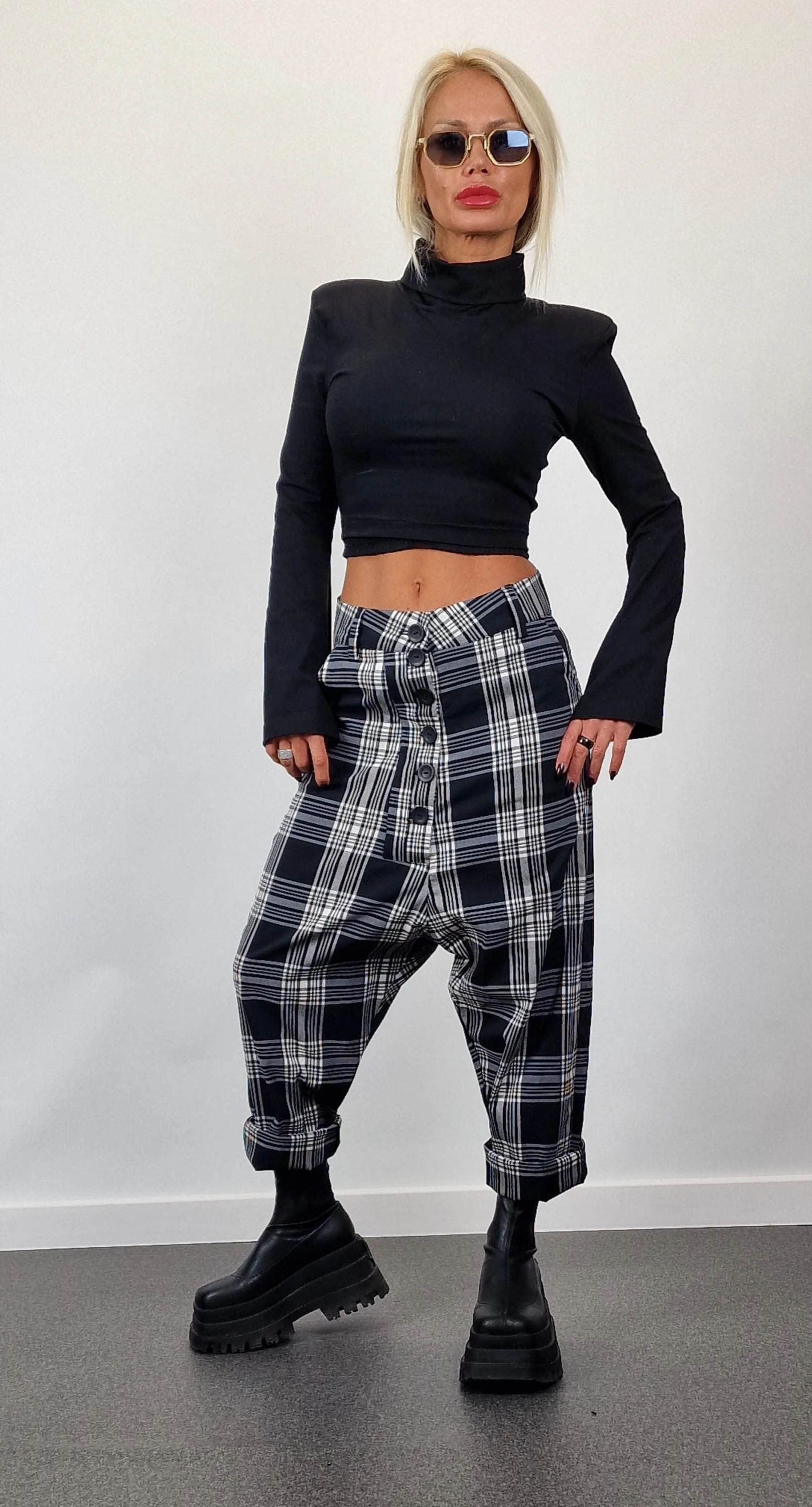 Plaid Pants, Baggy Pants, Harem Pants, Drop Crotch Pants, Gipsy Pants, Avant-garde Pants, Maxi Pants, Extravagant Pants