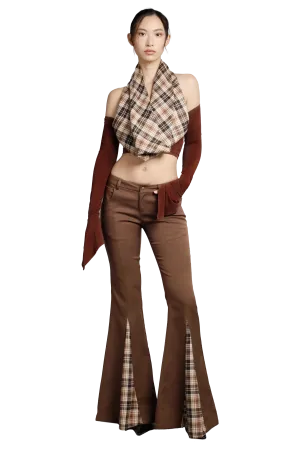Plaid Peak Through Flare Pants