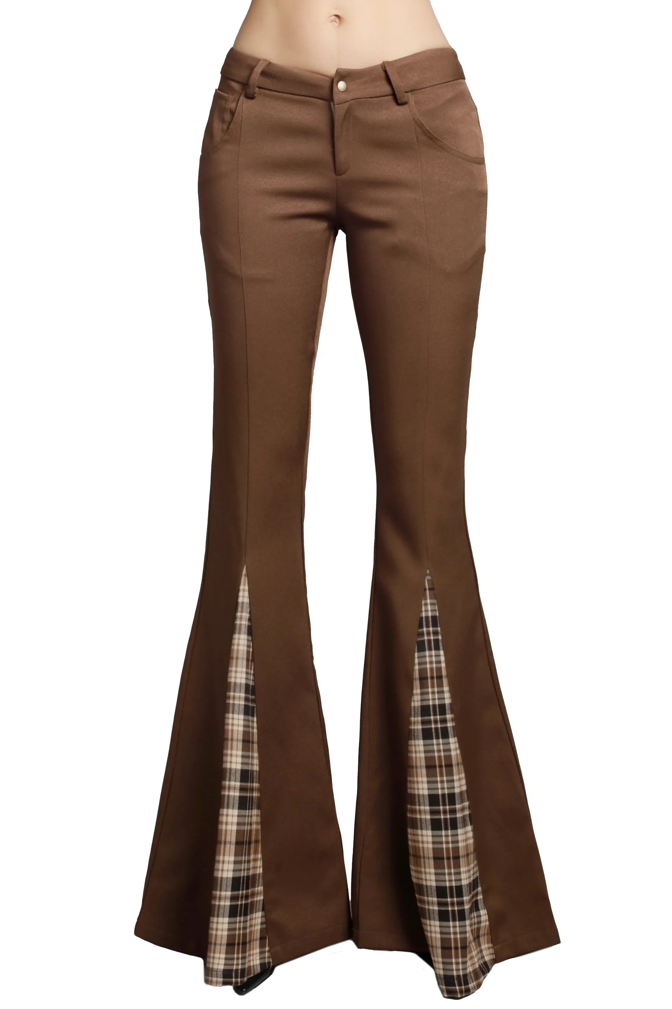Plaid Peak Through Flare Pants