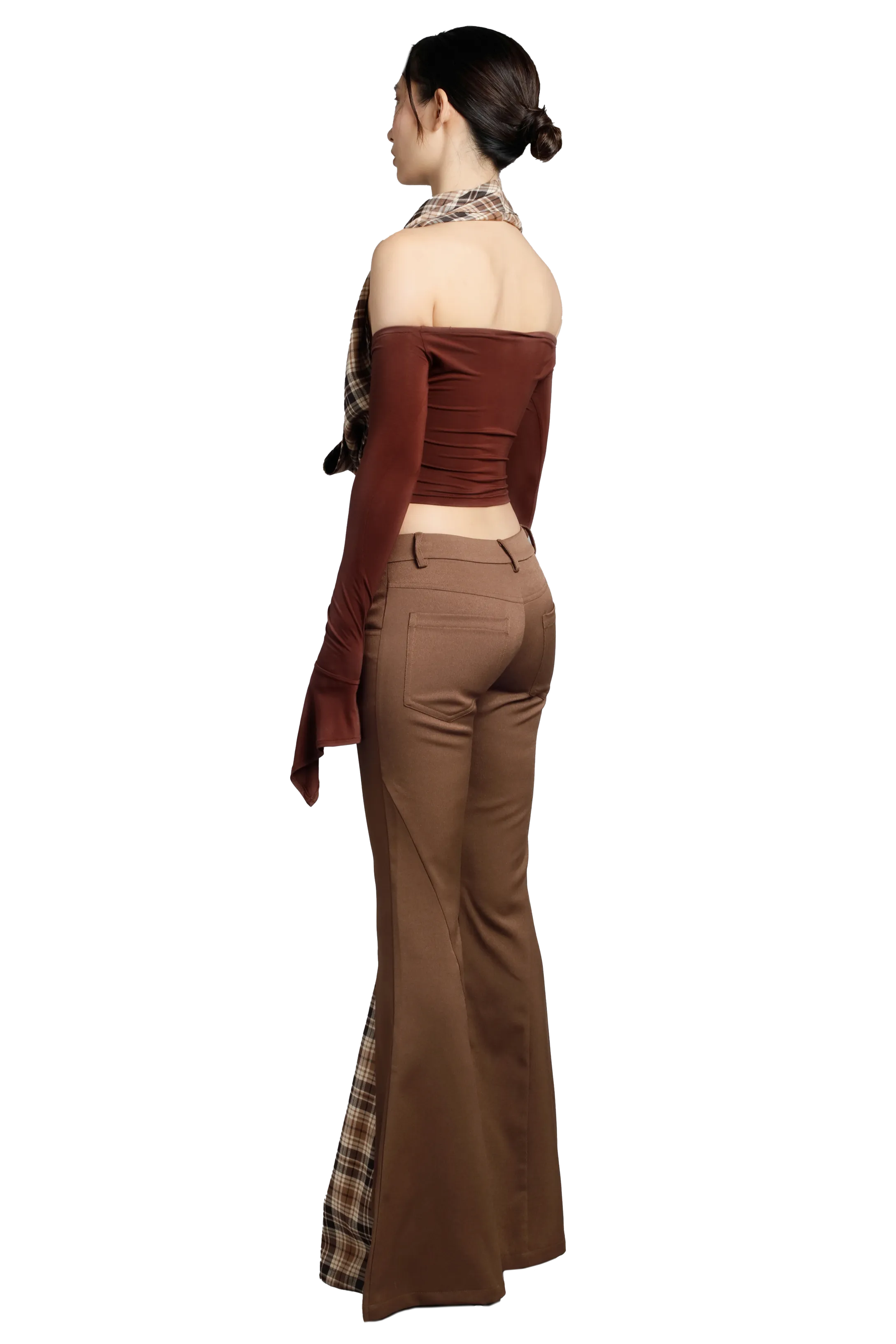 Plaid Peak Through Flare Pants