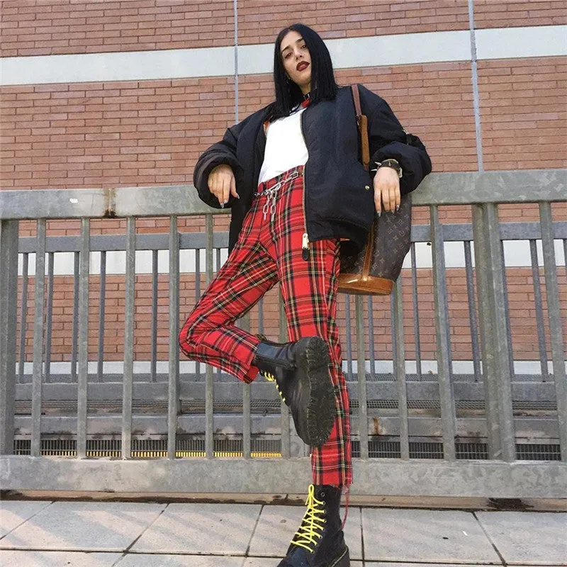 Plaid Punk High Riser Pants