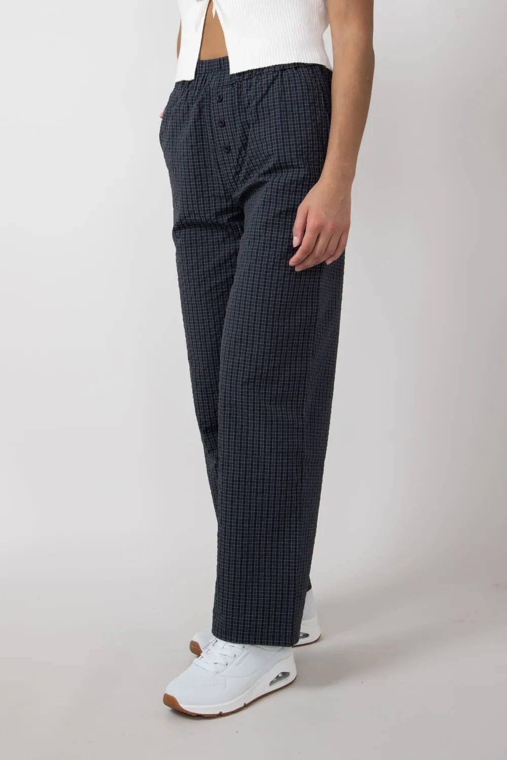 Plaid Straight Pants for Women in Charcoal | MP7159-1-CHARCOAL