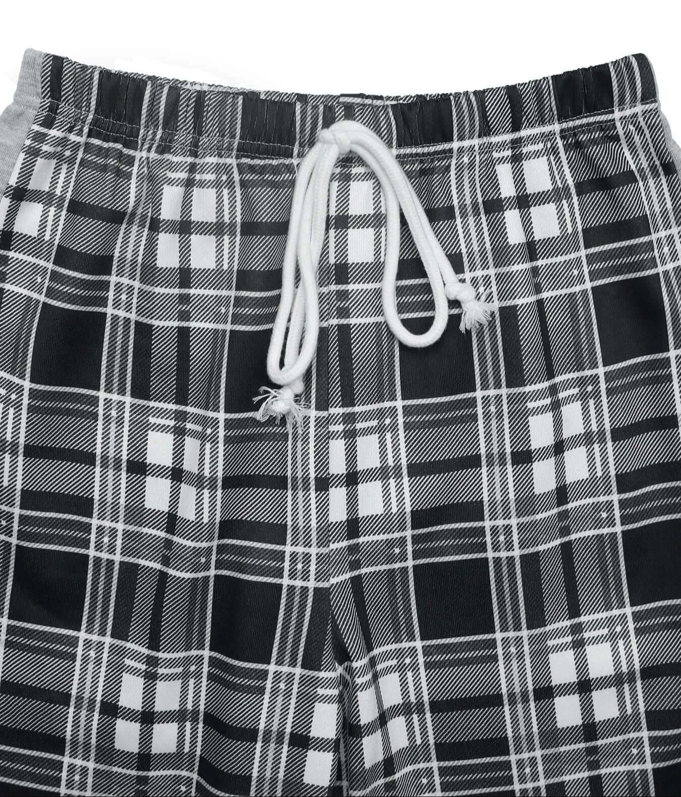 Plaid Wide-Leg Lounge Pants | Drawstring High-Waist