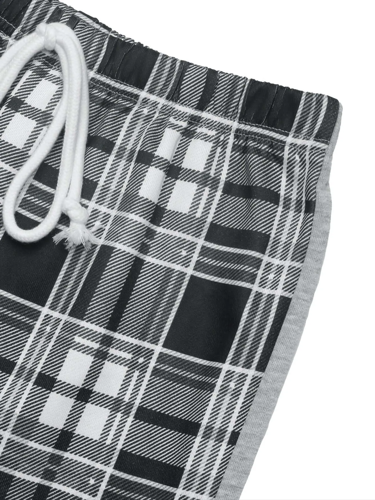 Plaid Wide-Leg Lounge Pants | Drawstring High-Waist
