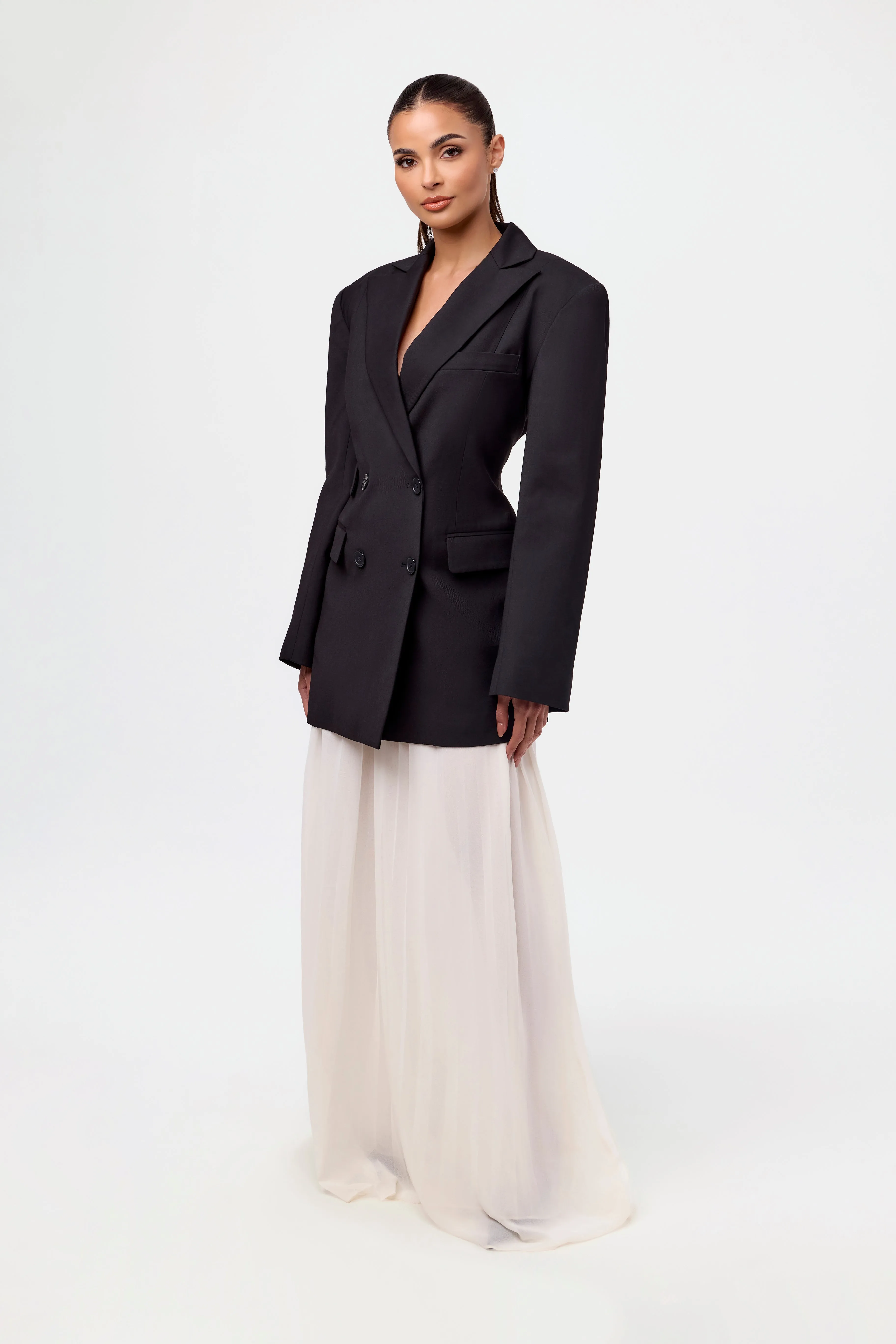 Pleated Chiffon Maxi Skirt