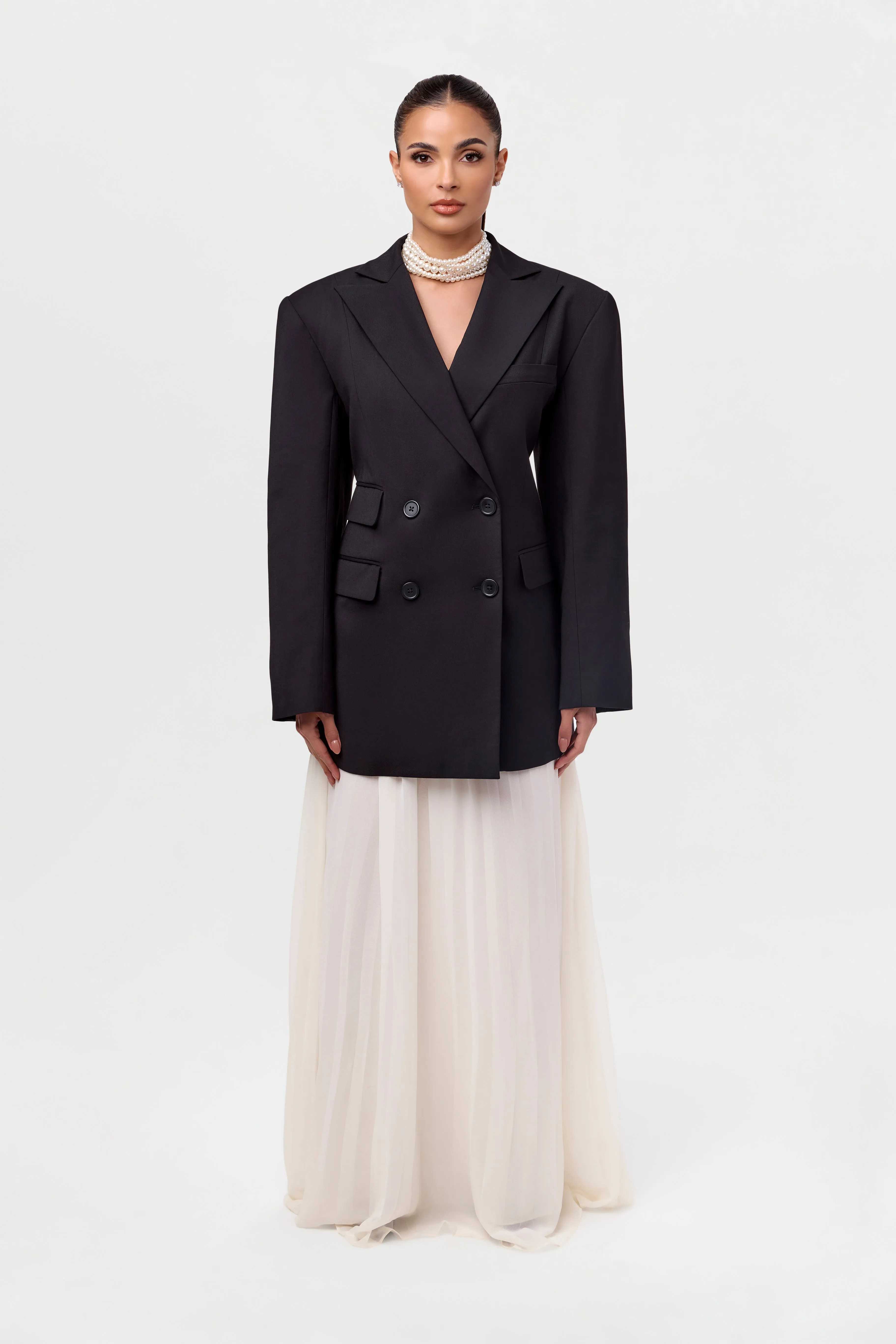 Pleated Chiffon Maxi Skirt