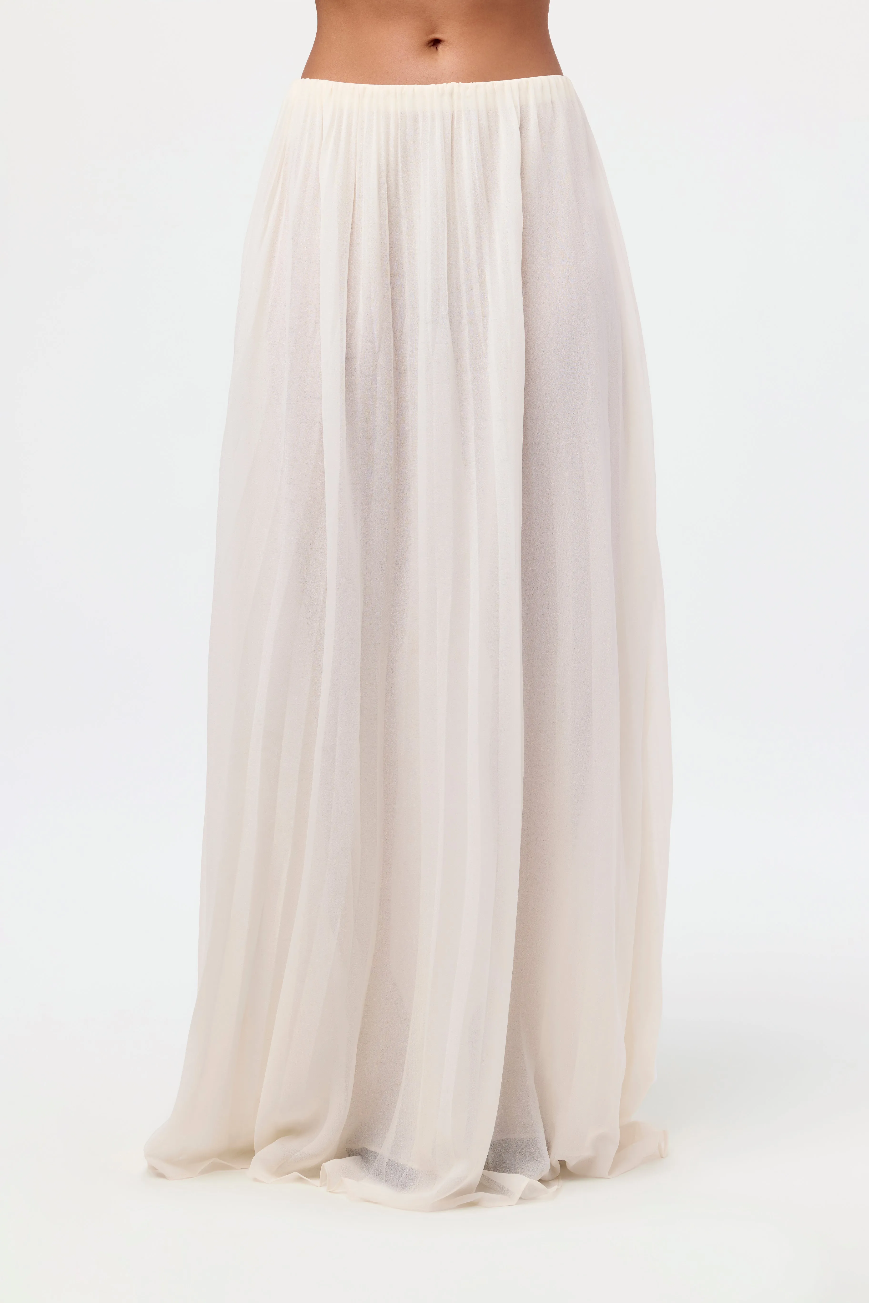 Pleated Chiffon Maxi Skirt