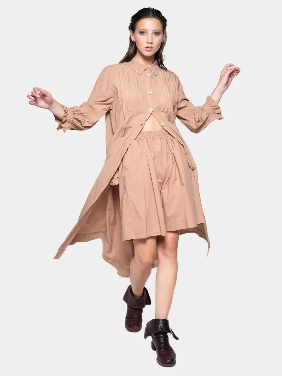 Pleated Detail Maxi Shirtdress