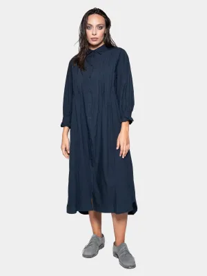 Pleated Detail Maxi Shirtdress