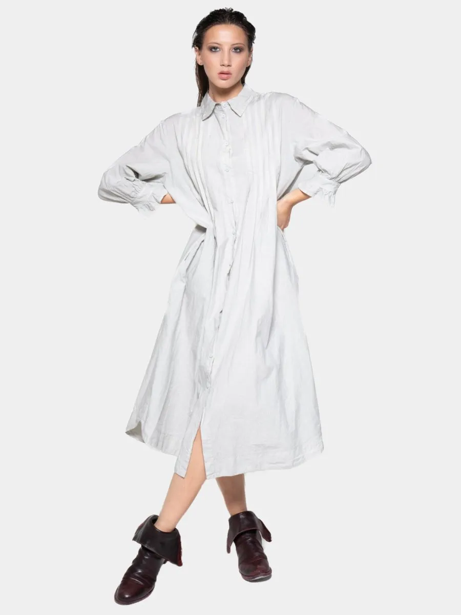 Pleated Detail Maxi Shirtdress