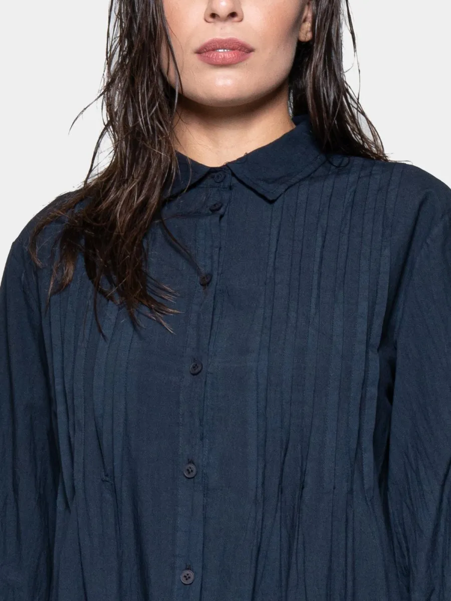 Pleated Detail Maxi Shirtdress