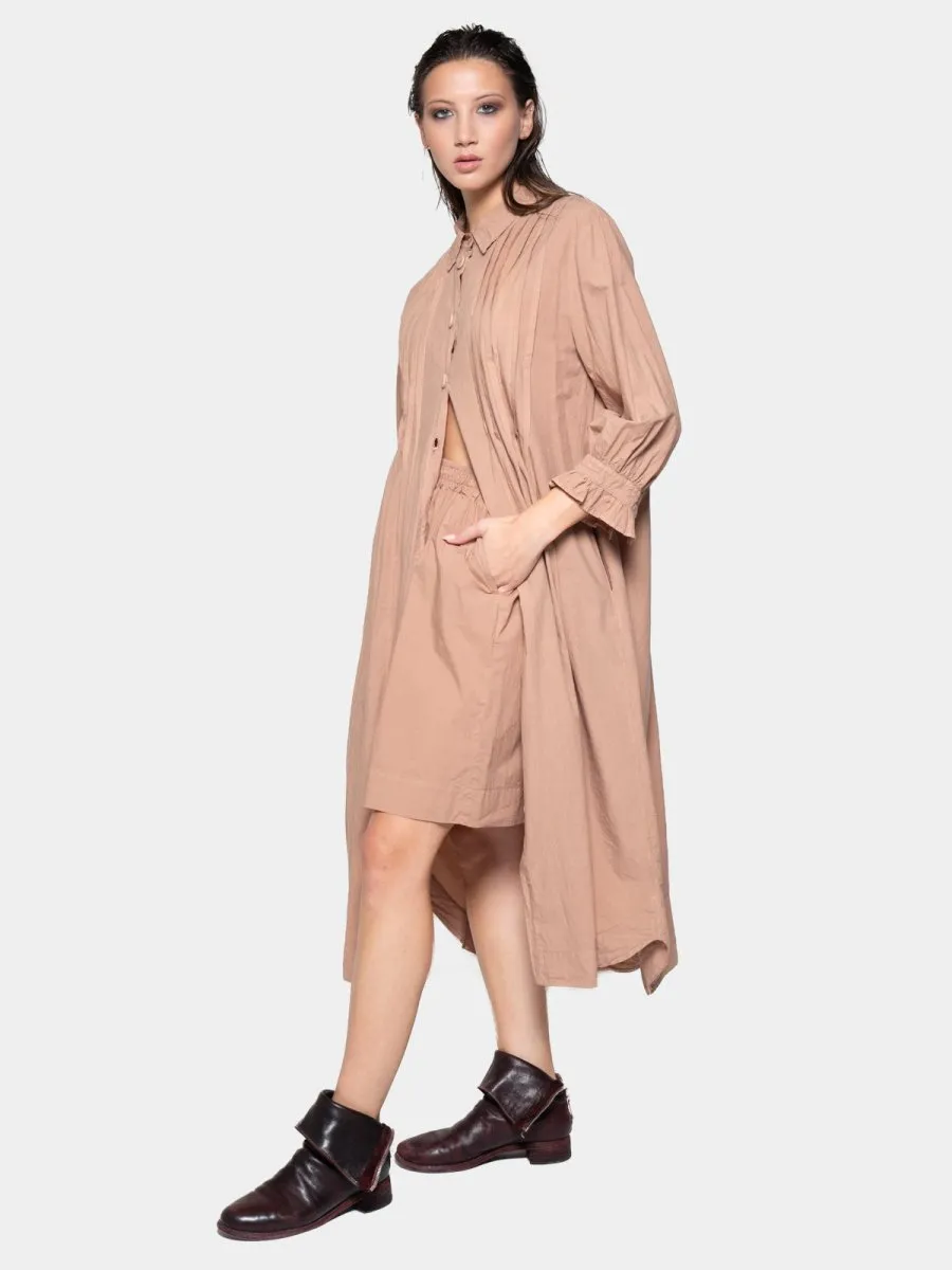 Pleated Detail Maxi Shirtdress