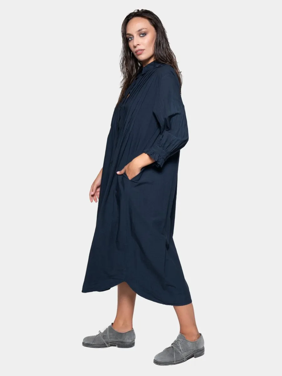 Pleated Detail Maxi Shirtdress