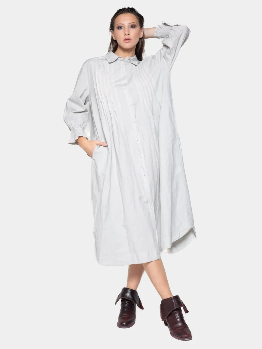Pleated Detail Maxi Shirtdress
