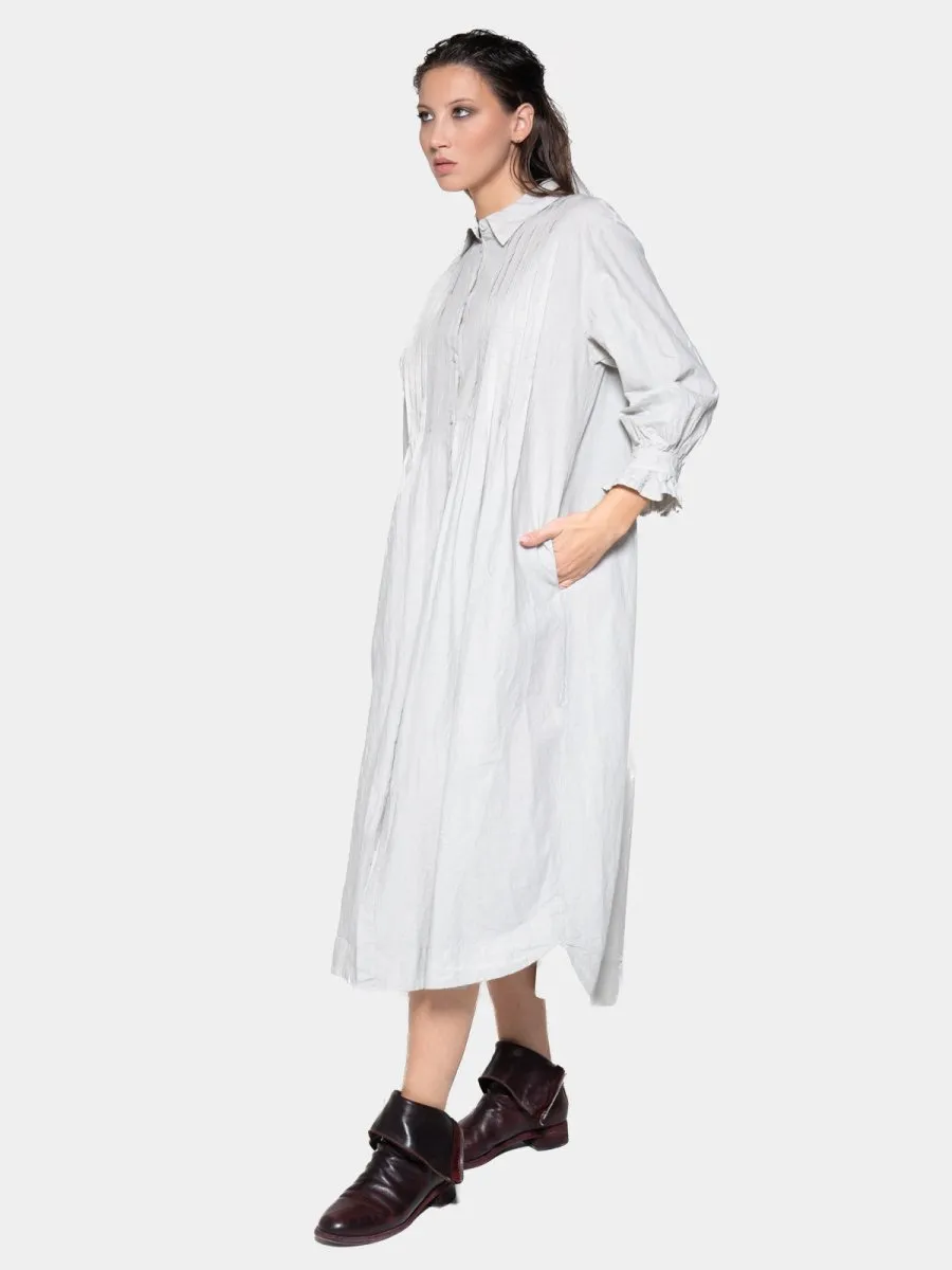 Pleated Detail Maxi Shirtdress