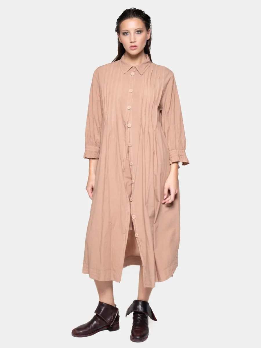 Pleated Detail Maxi Shirtdress