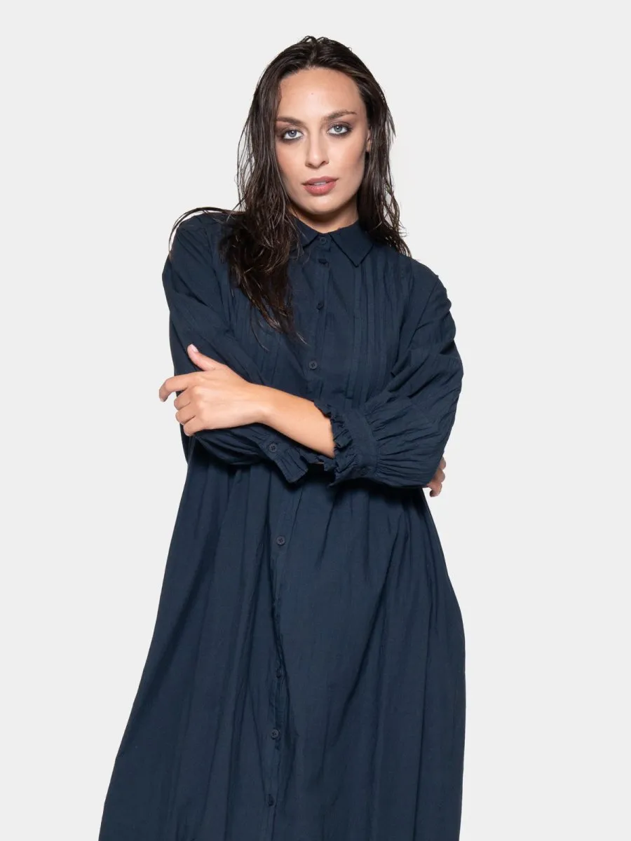 Pleated Detail Maxi Shirtdress