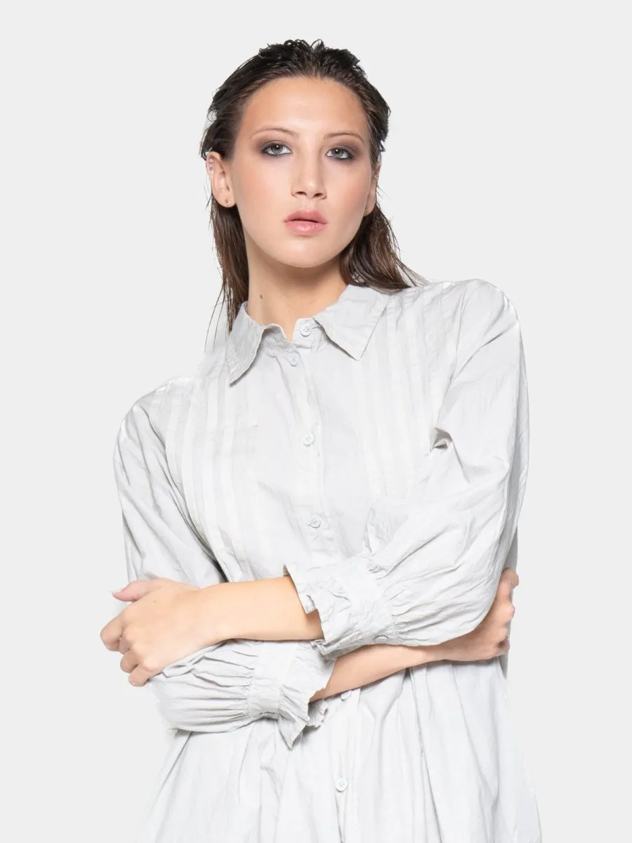 Pleated Detail Maxi Shirtdress