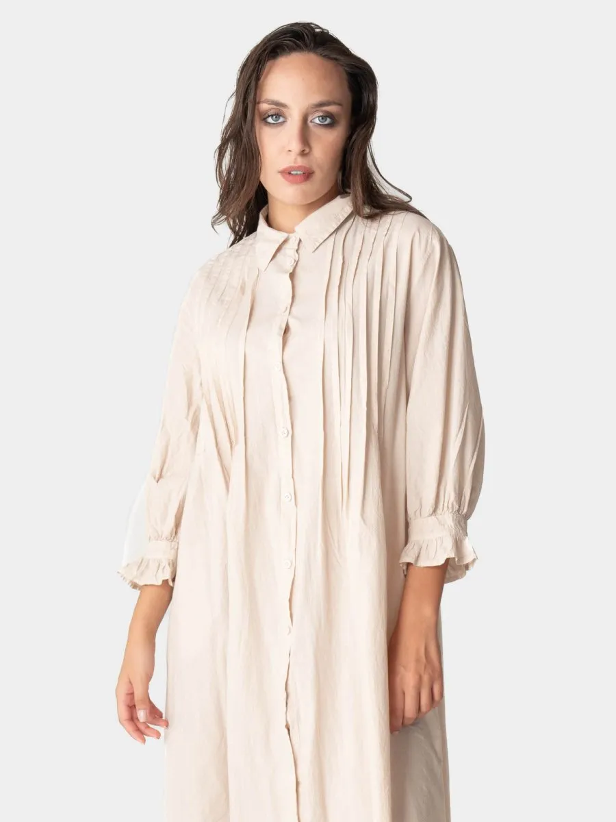 Pleated Detail Maxi Shirtdress