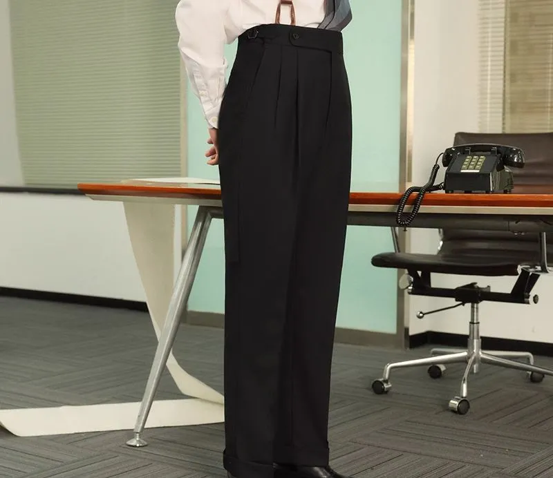 Pleated High-Waisted Trousers