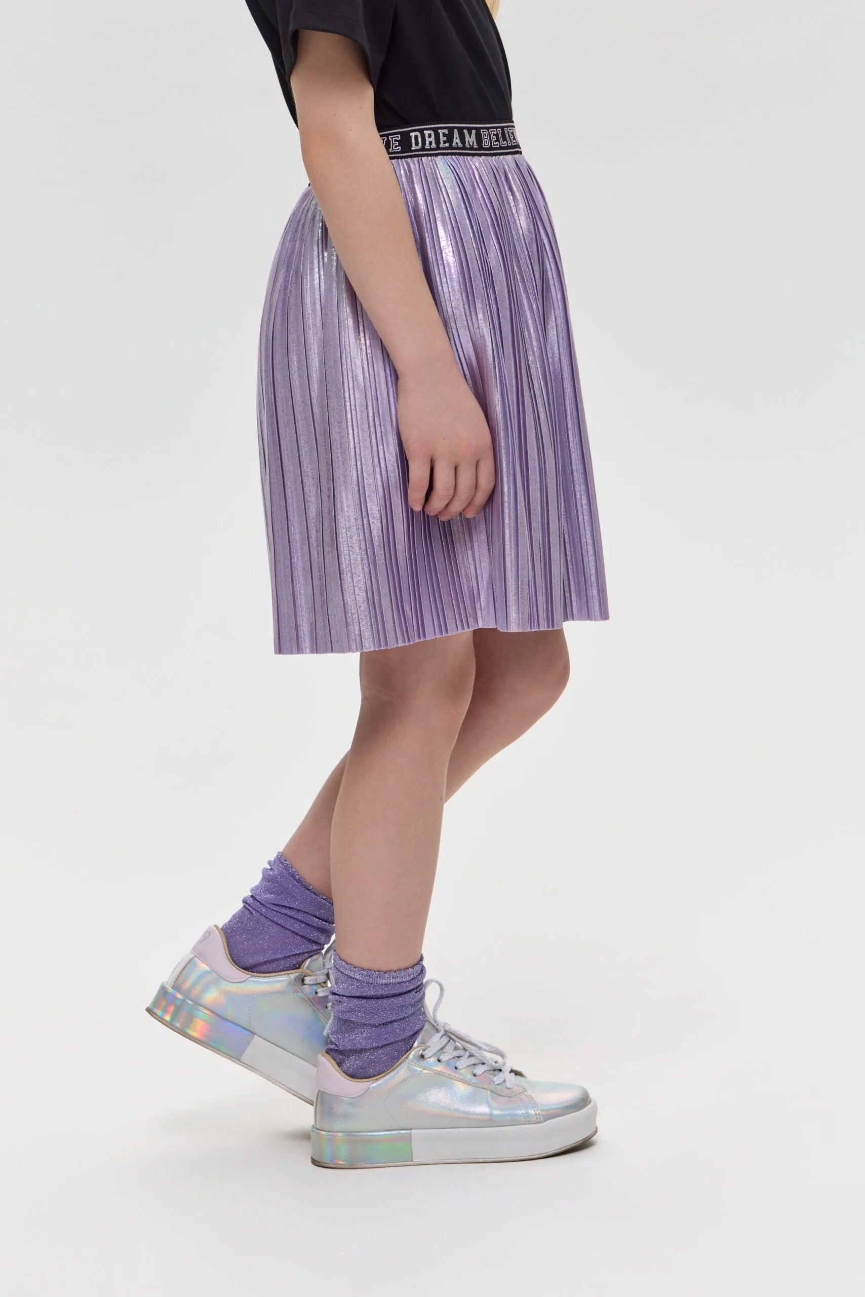 Pleated Metallic Skirt