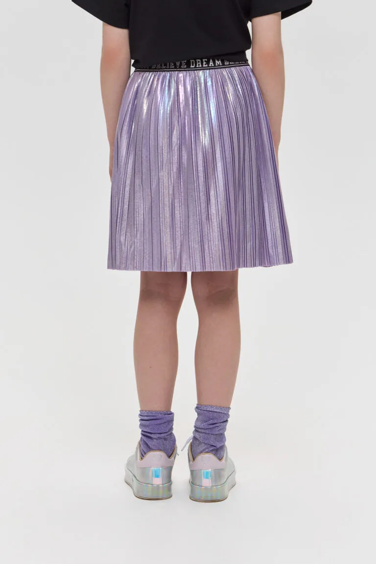 Pleated Metallic Skirt