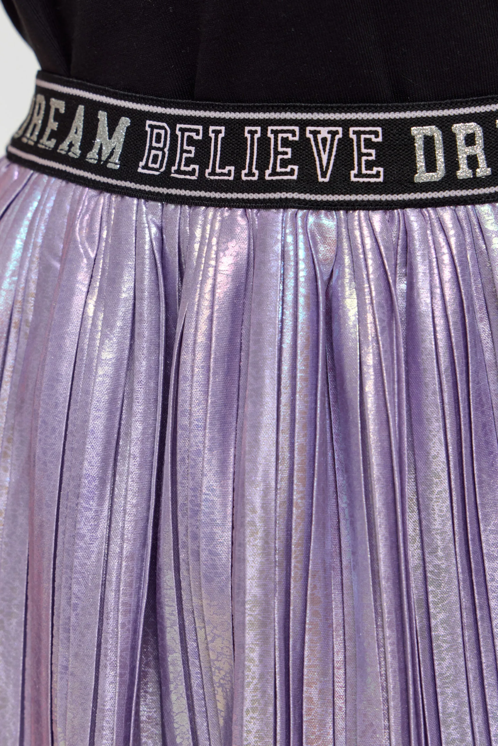 Pleated Metallic Skirt