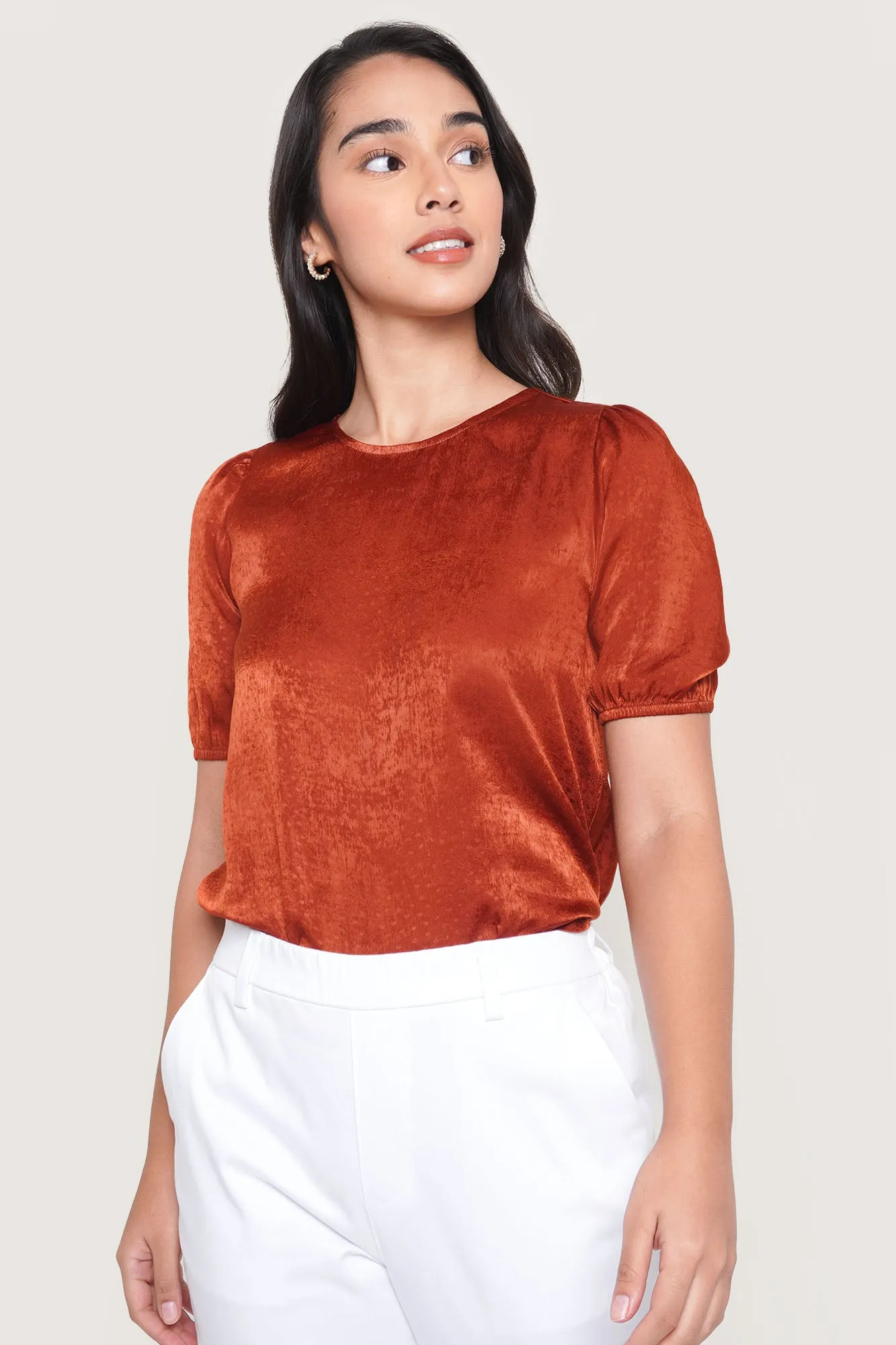 Polka Dot Puff Sleeve Top
