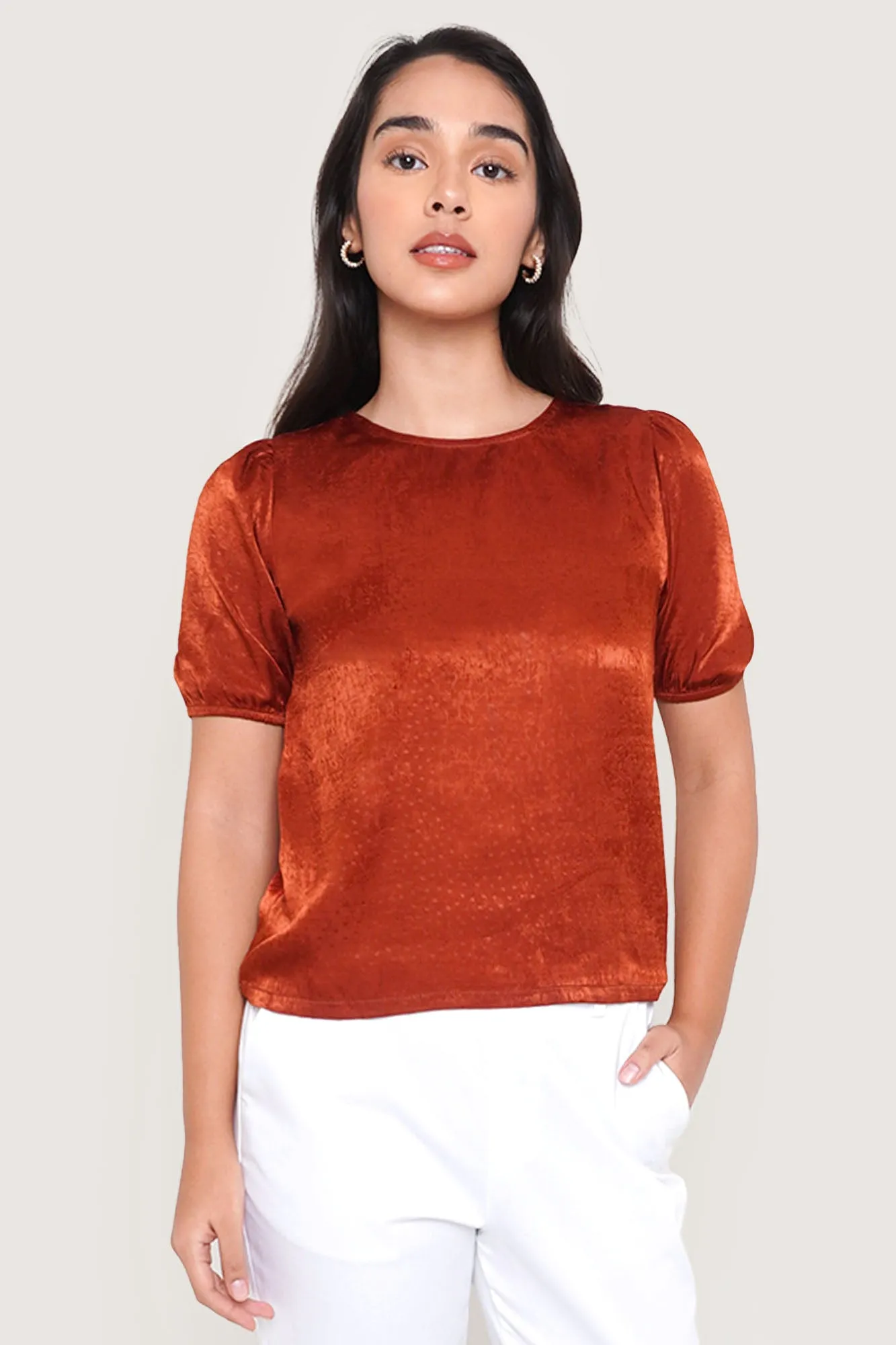 Polka Dot Puff Sleeve Top
