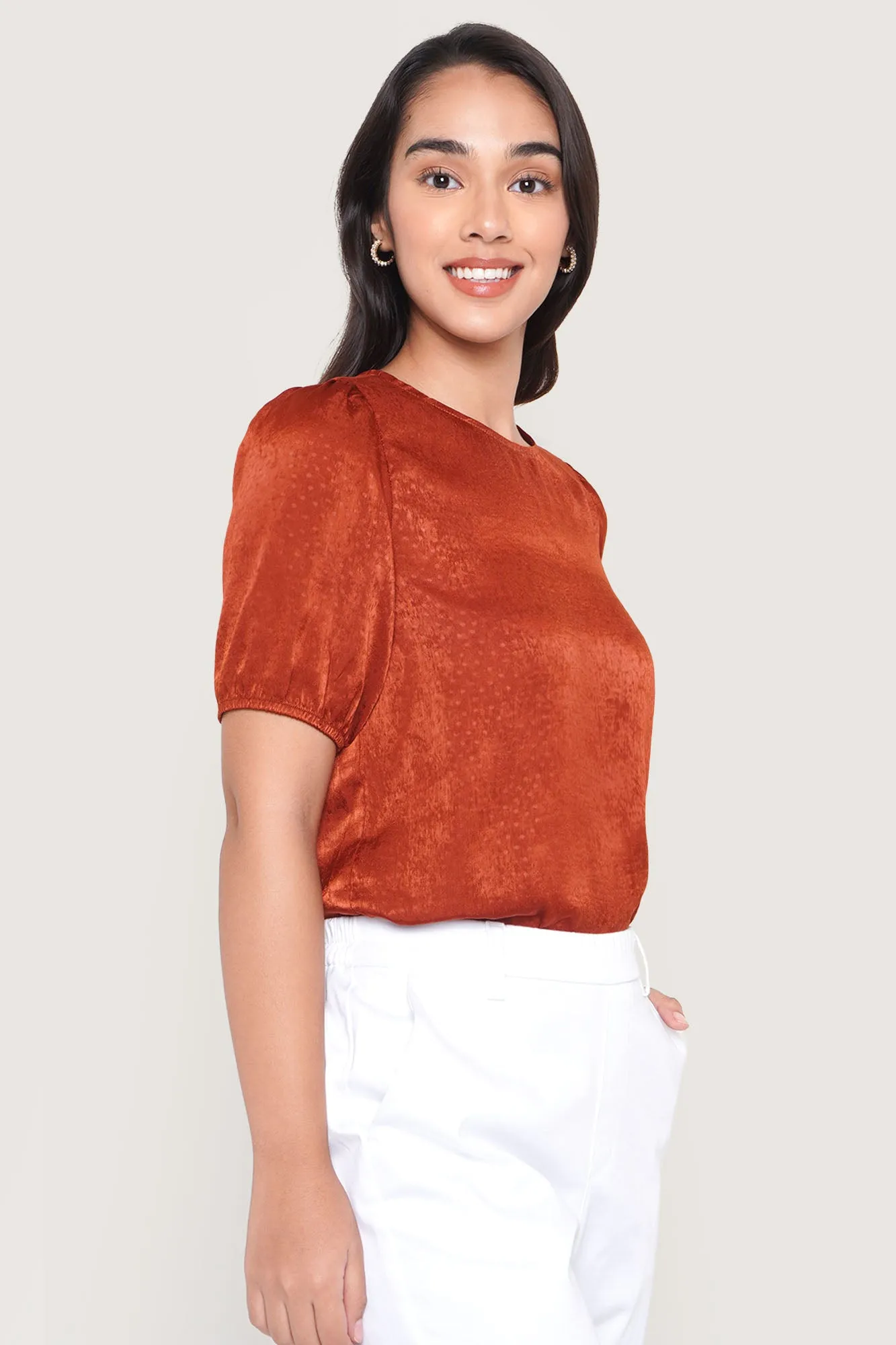 Polka Dot Puff Sleeve Top