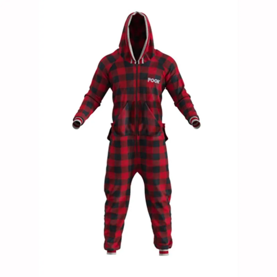 Pook Red Plaid Fleece Onesie