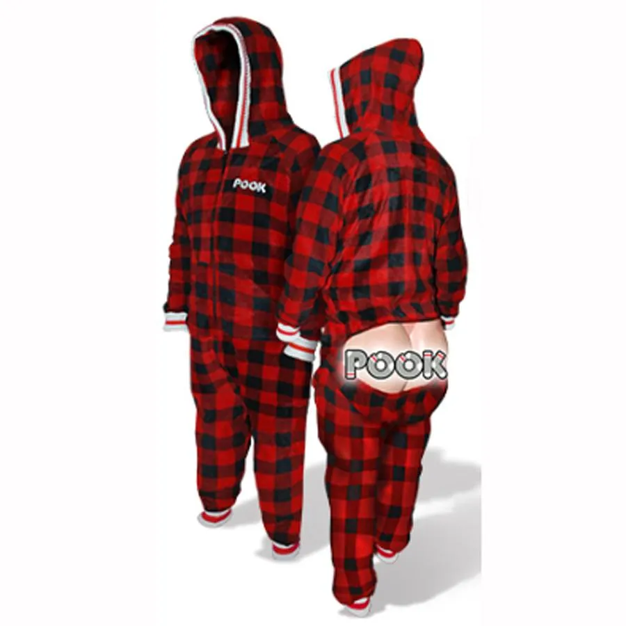 Pook Red Plaid Fleece Onesie