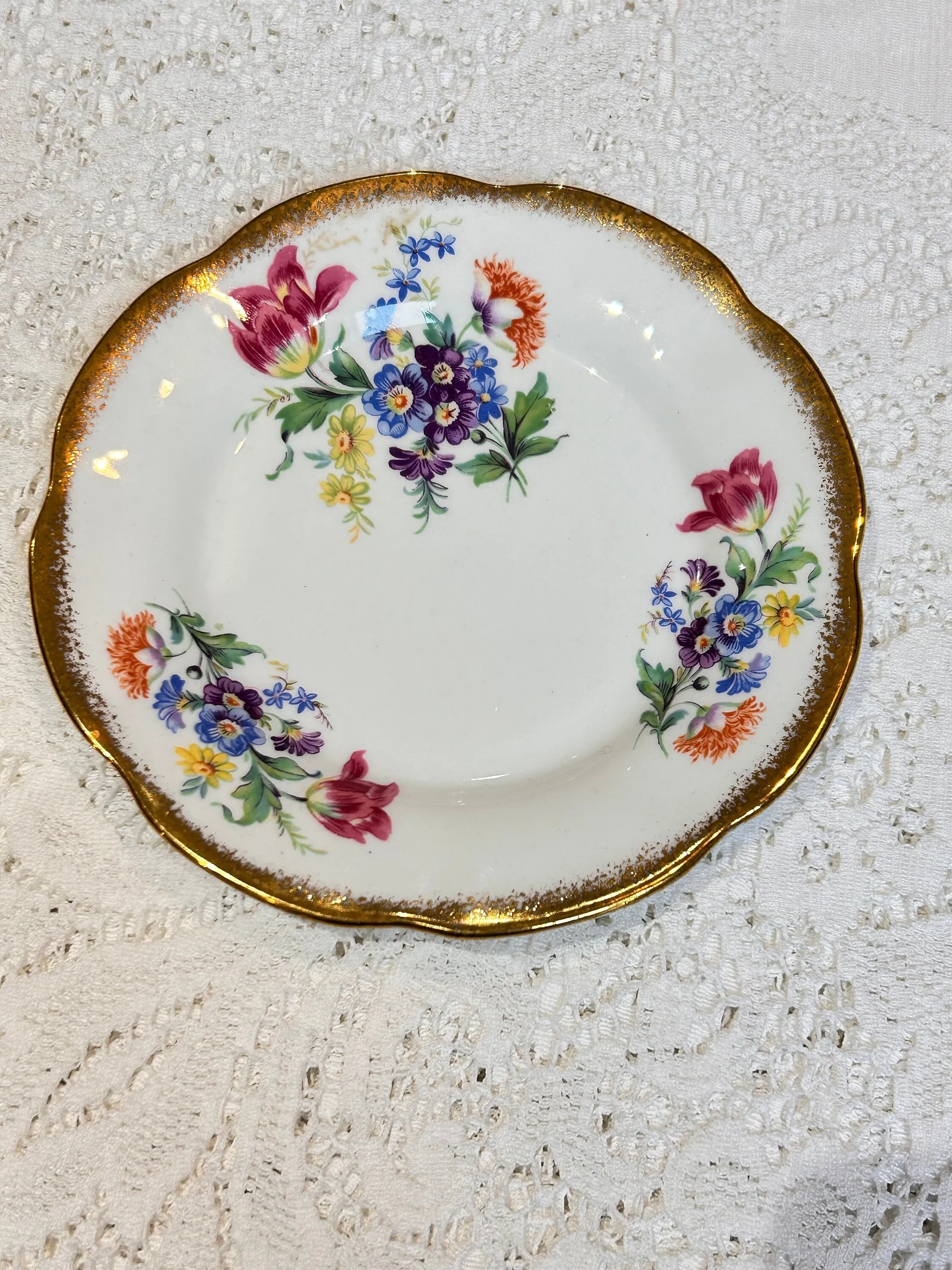 Pretty Vintage China Teacup Saucer Tea plate Clare England  - floral bouquet spray