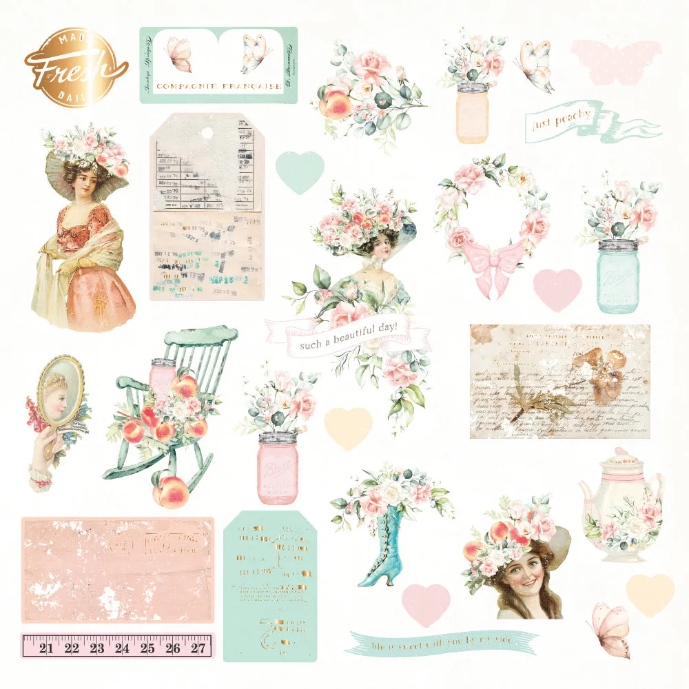 Prima - Peach Tea - Ephemera Pack 29 Pieces