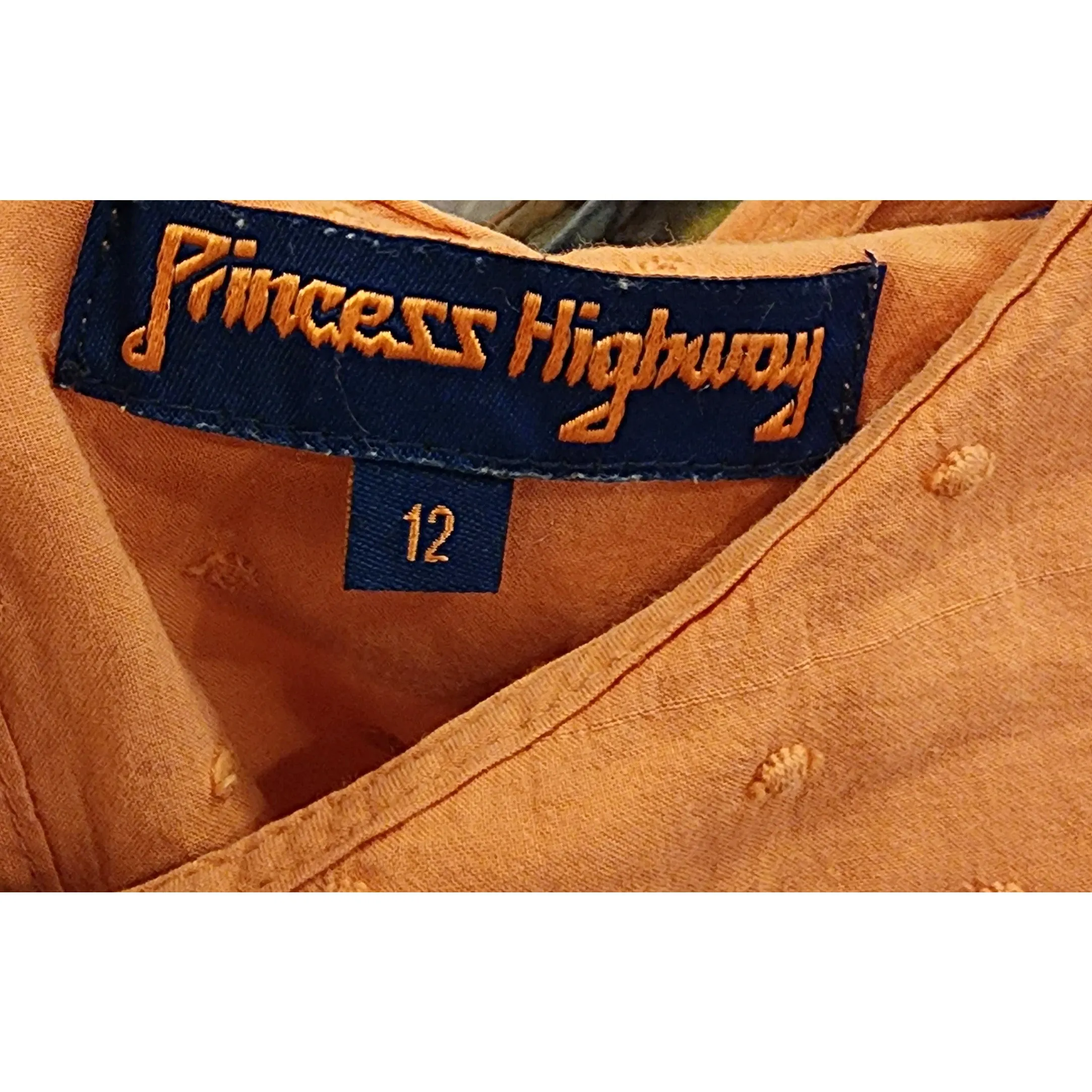 Princess Highway Peach cropped shirt with peter pan collar size 12