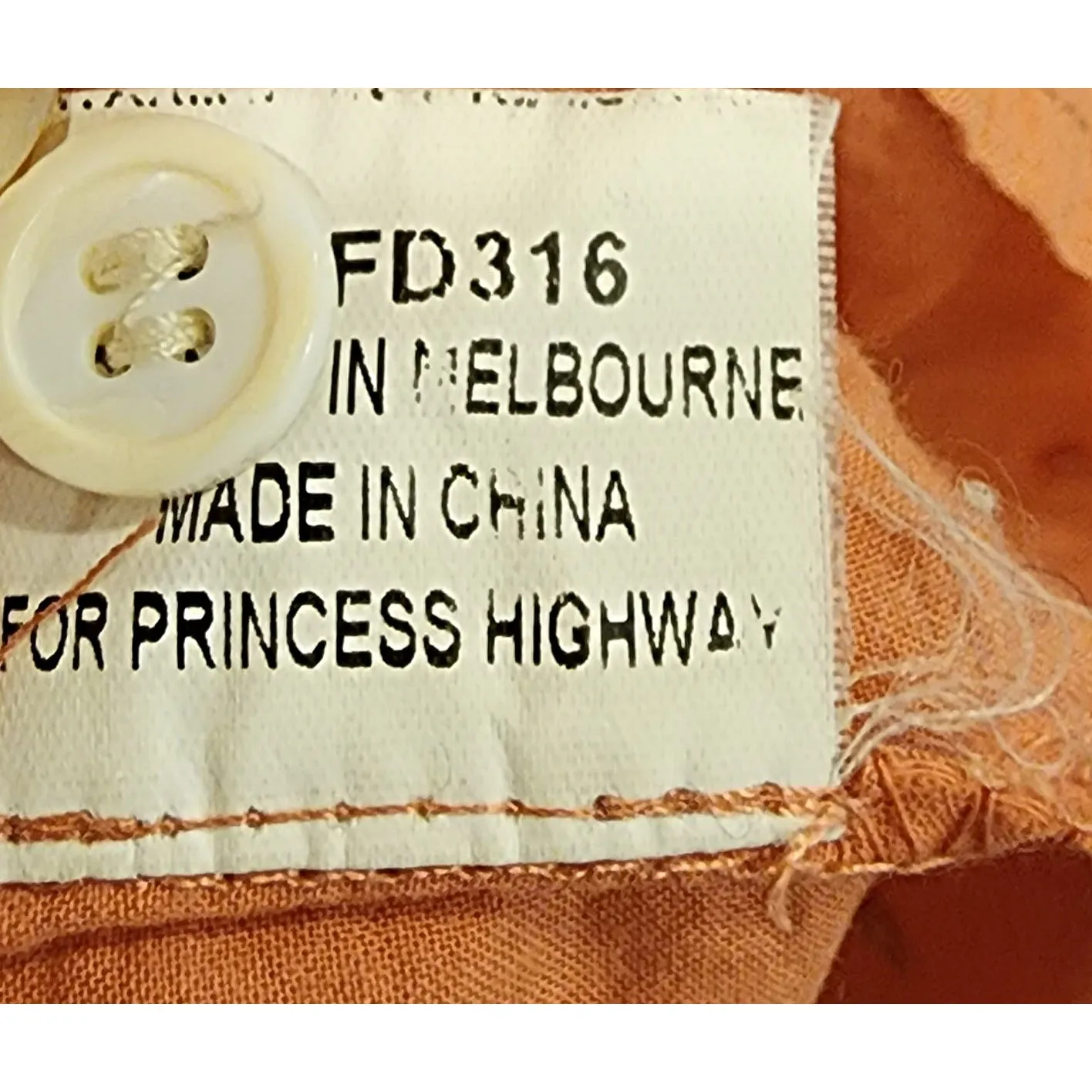 Princess Highway Peach cropped shirt with peter pan collar size 12
