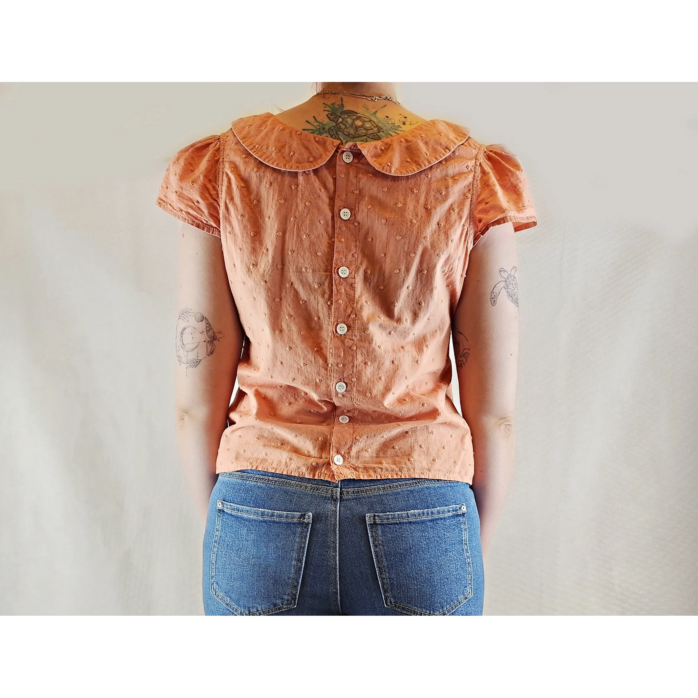 Princess Highway Peach cropped shirt with peter pan collar size 12