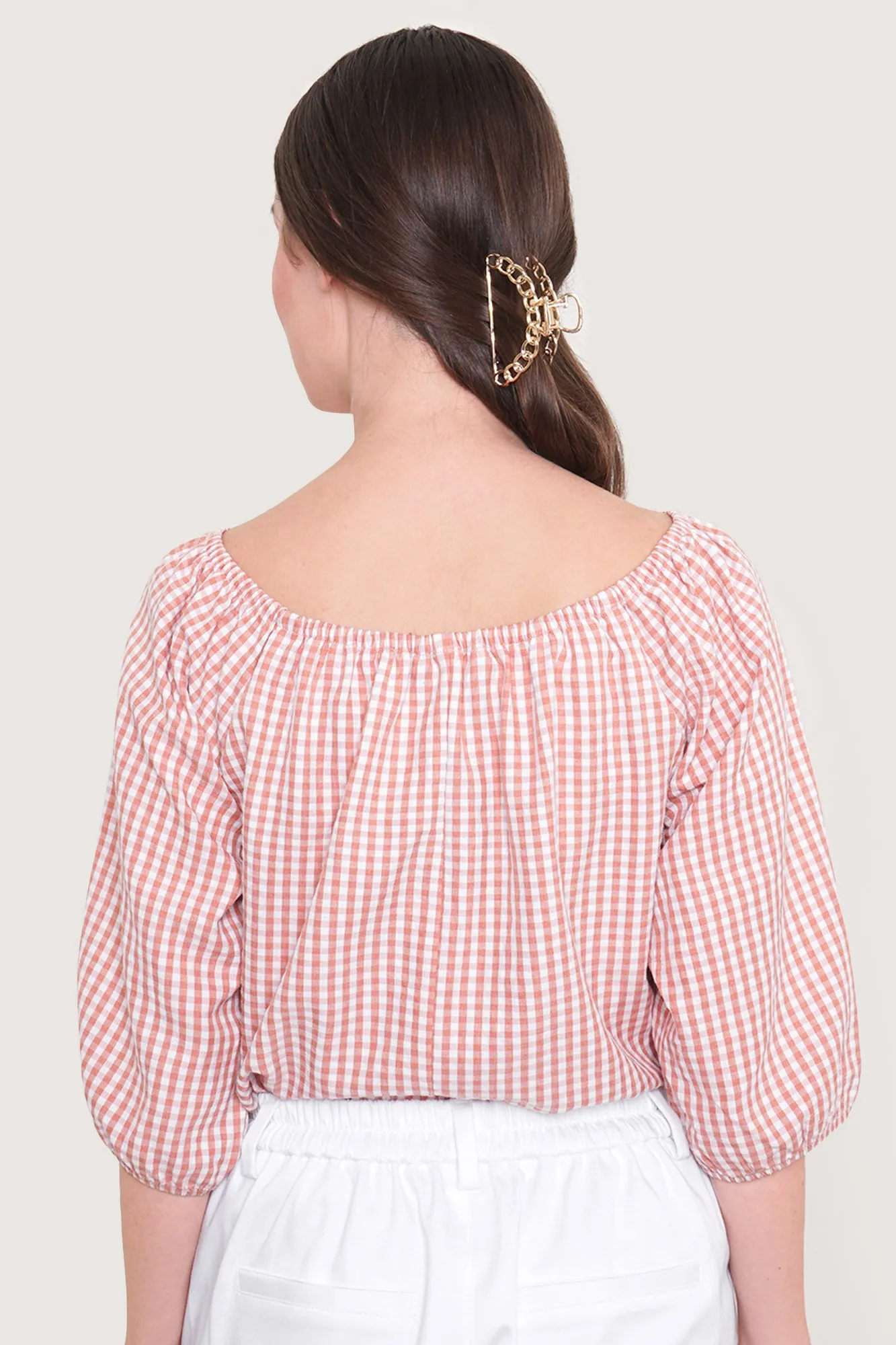 Puff Sleeve Gingham Shirt