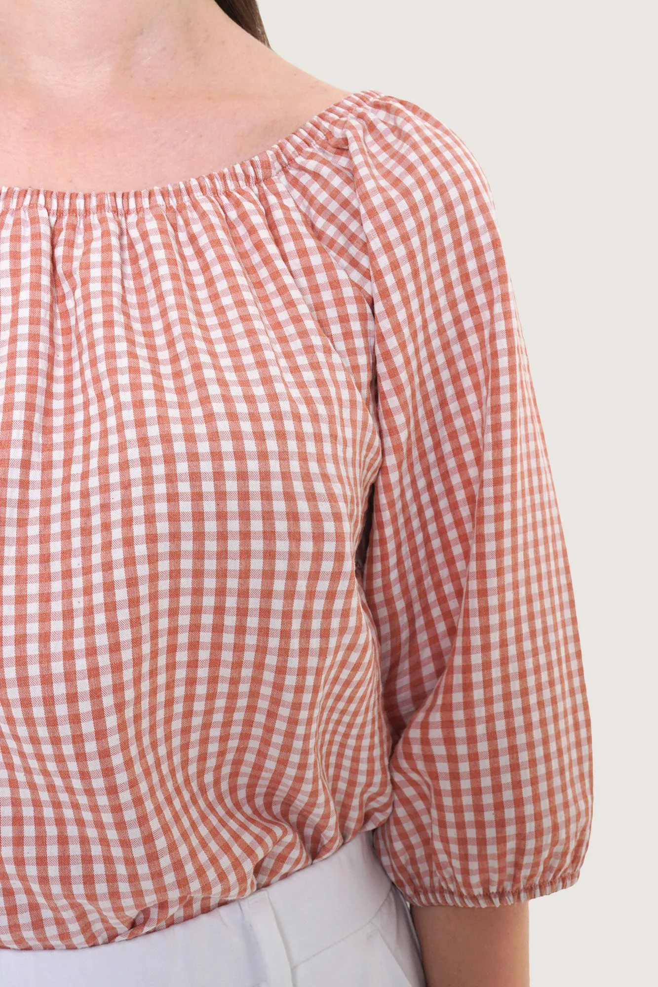 Puff Sleeve Gingham Shirt