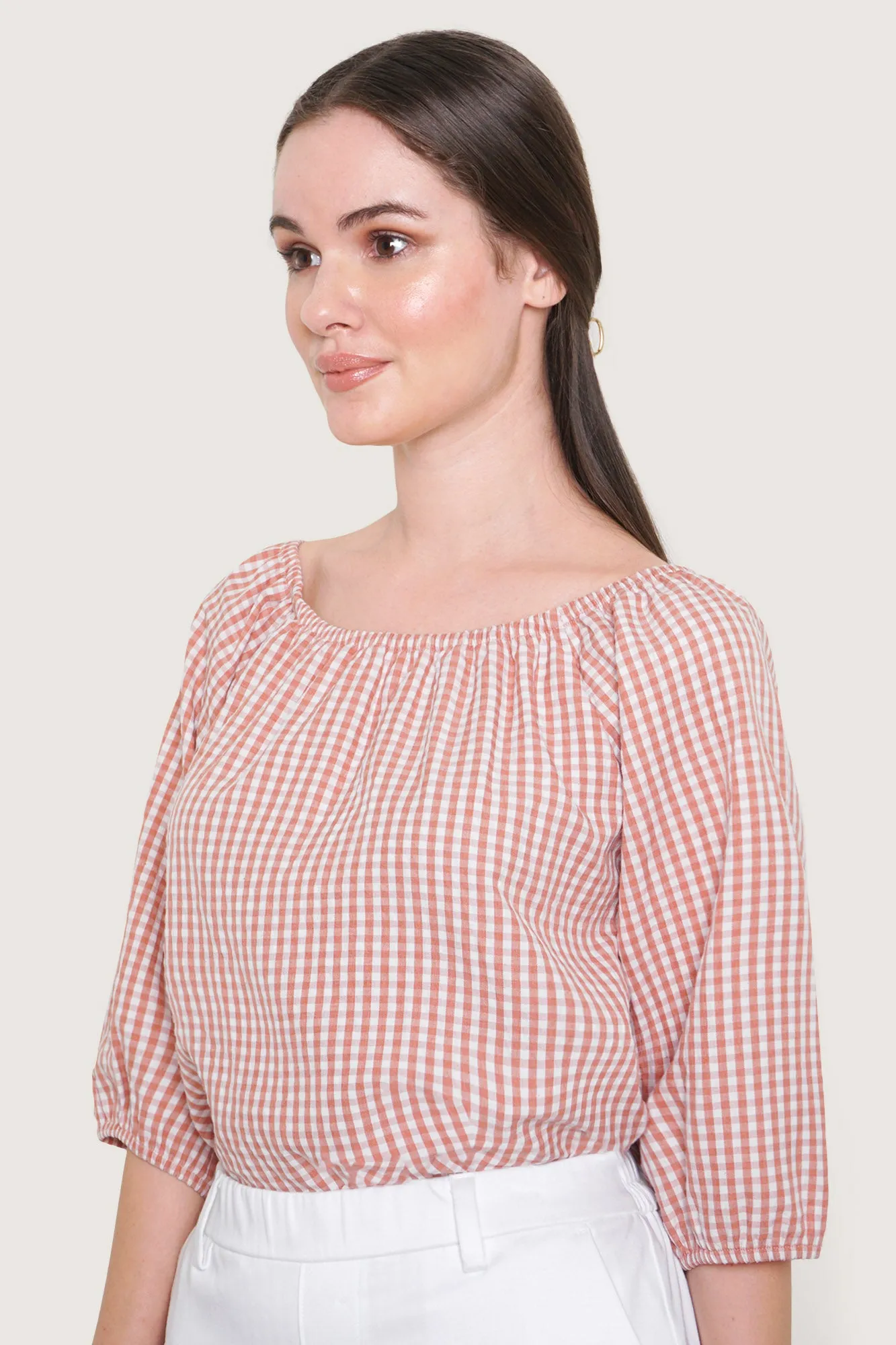 Puff Sleeve Gingham Shirt