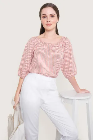 Puff Sleeve Gingham Shirt