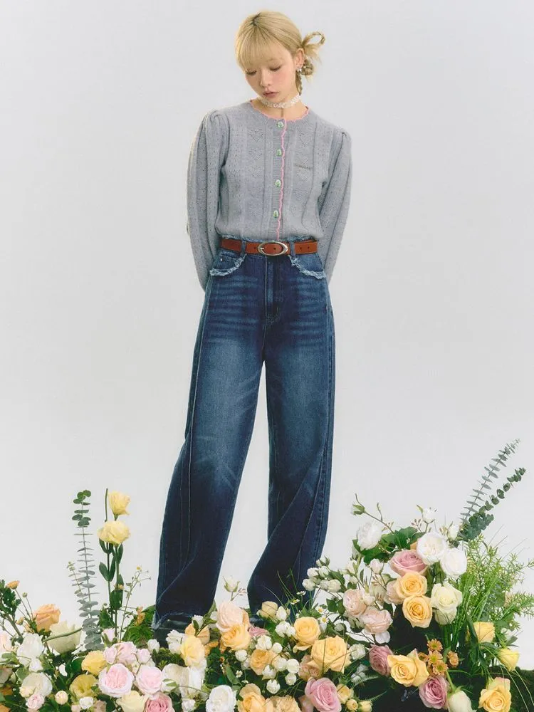 Puff Sleeve Hollow Love Cardigan【s0000001509】