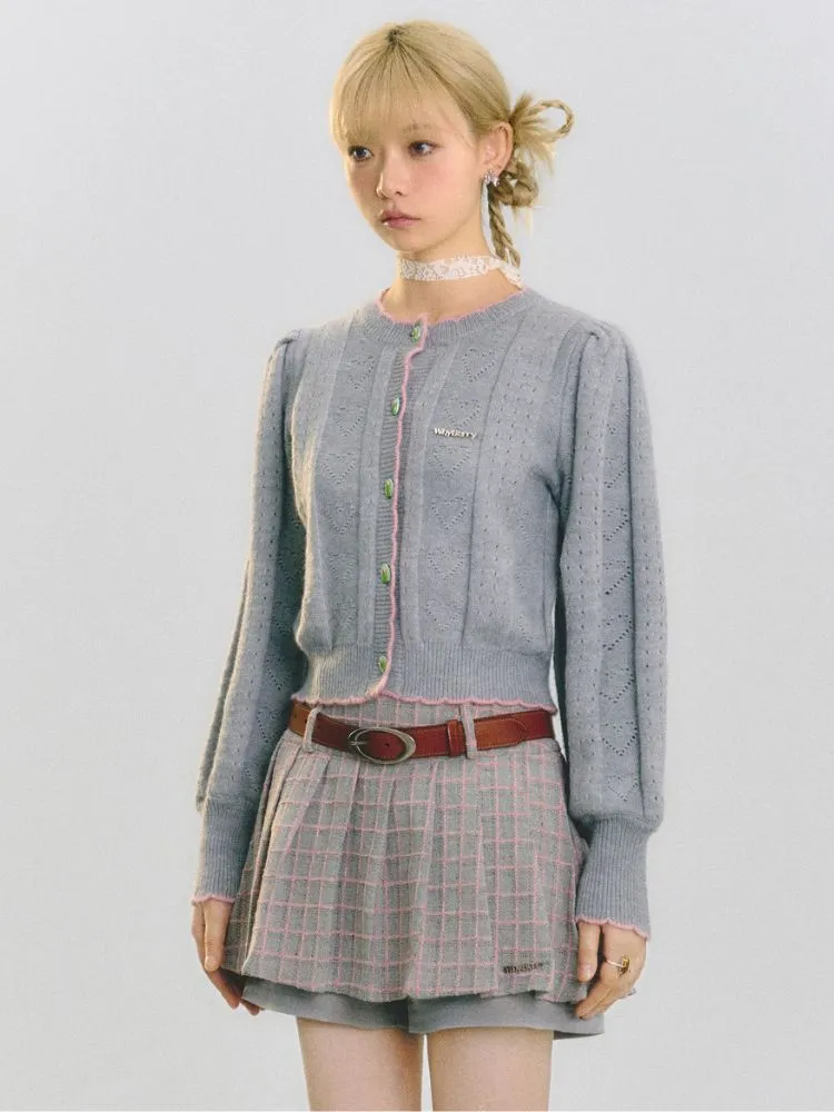 Puff Sleeve Hollow Love Cardigan【s0000001509】