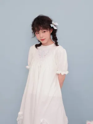 puff sleeve lace T-shirt