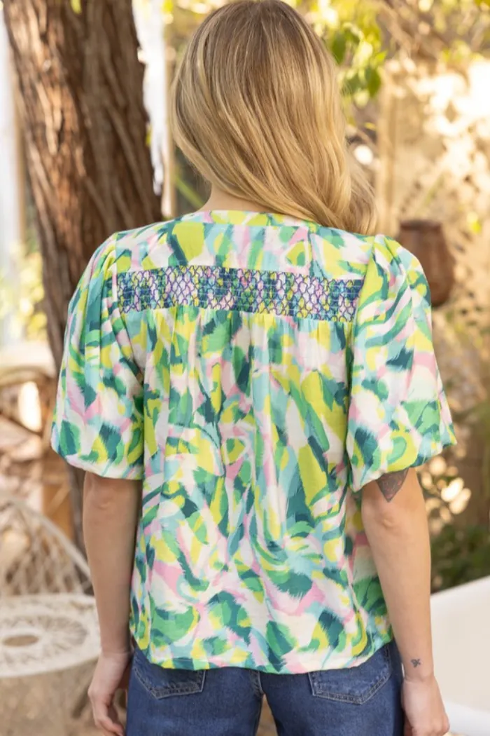 Puff Sleeve Smocked Top