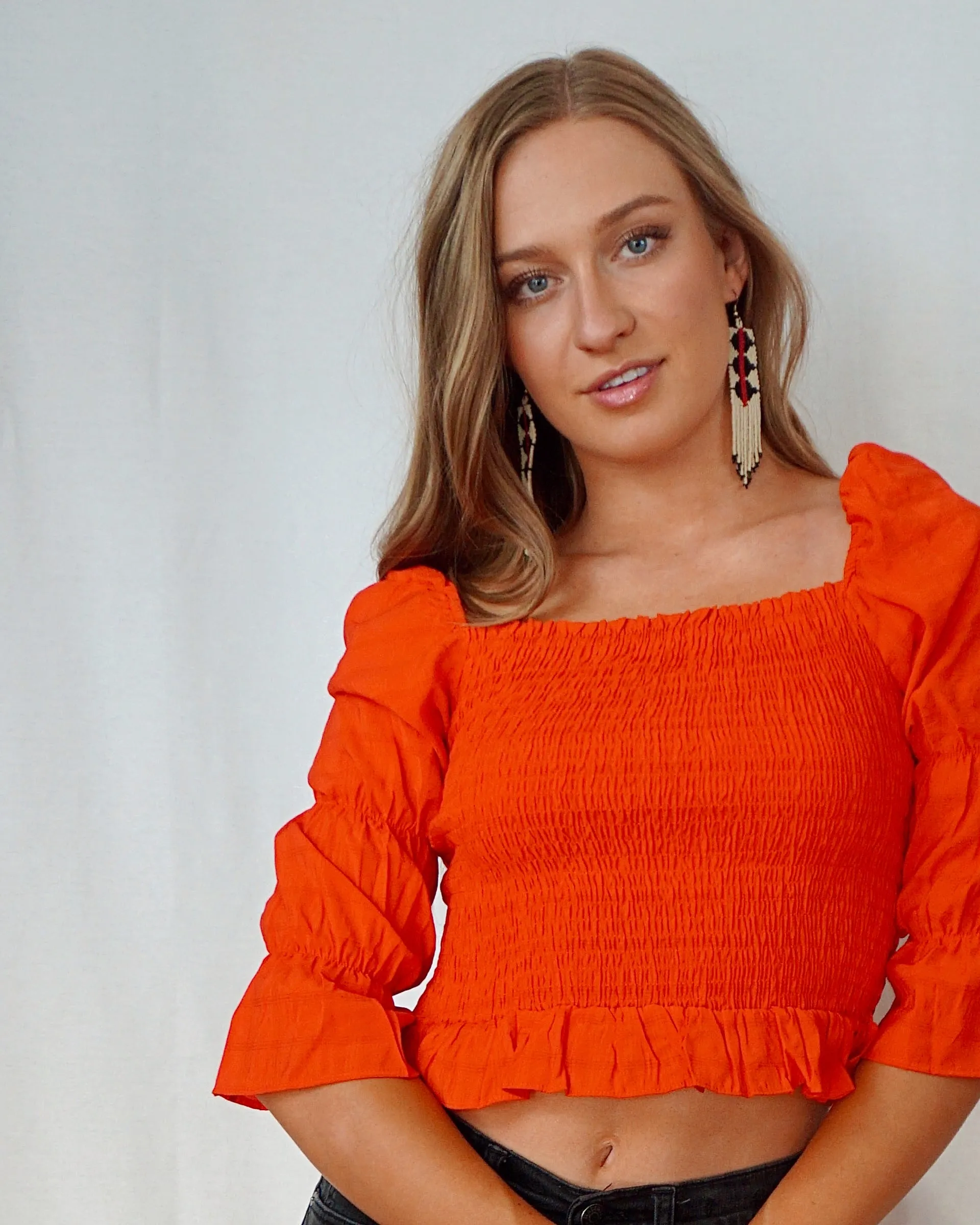 Puff Sleeve Top - Red