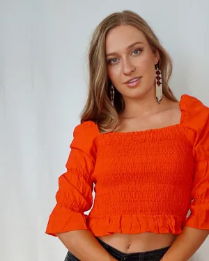 Puff Sleeve Top - Red