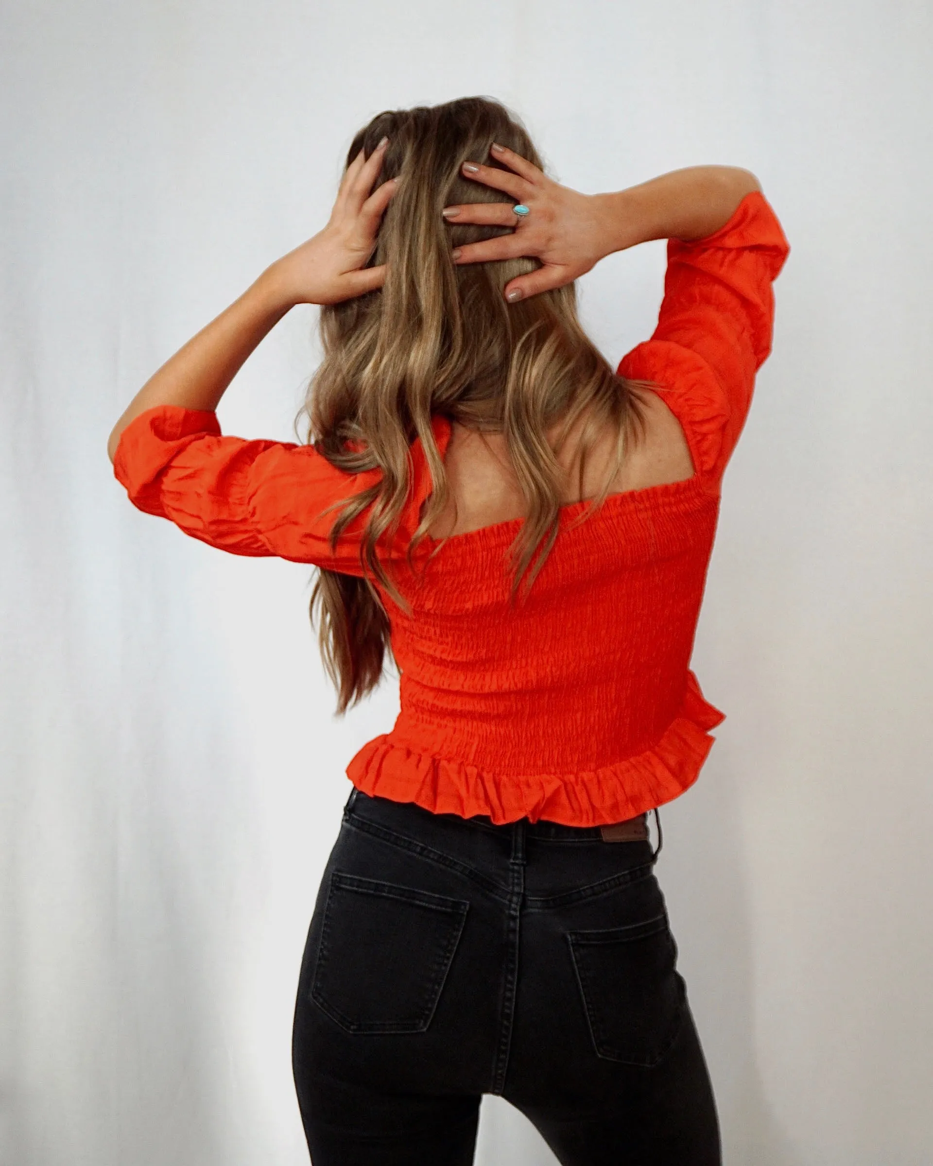 Puff Sleeve Top - Red