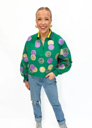 Queen of Sparkles MG Dabloons Collar Sweatshirt - Green